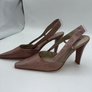 Enzo Angiolini Eaanara Leather Pink Snake Skin Slingback‎ Heels Women 6M Career